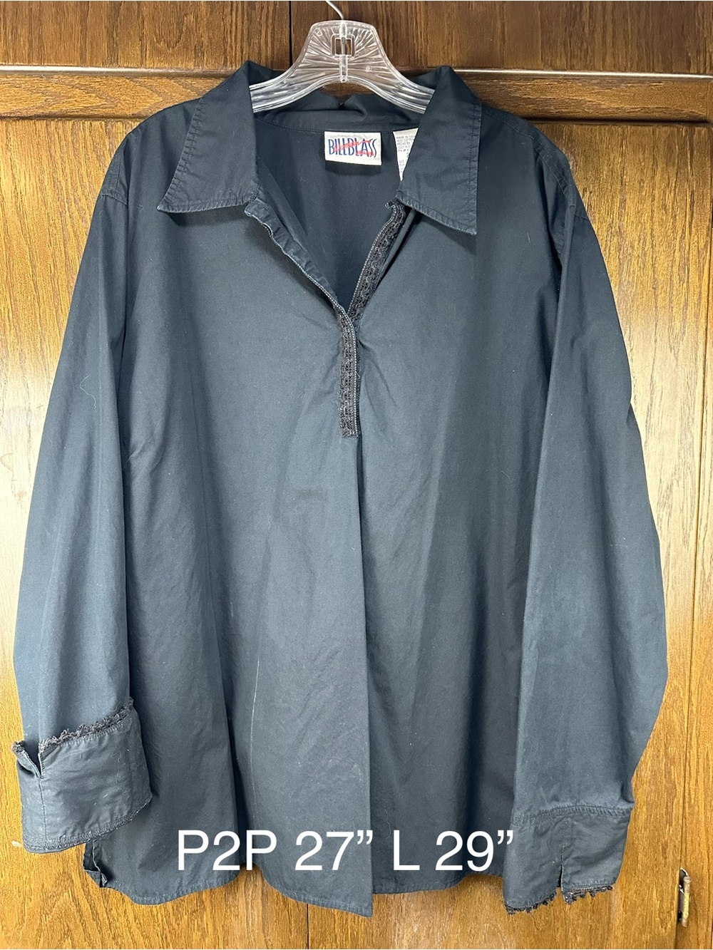 Bill Blass Jeans Women’s 2X Black Long Sleeve Button Front Shirt Blouse